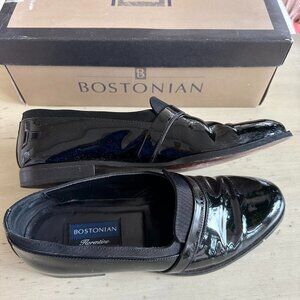 BOSTONIAN FLORENTINE Italian Black Patent Leather Slip-On Loafer Shoe Size M8.5